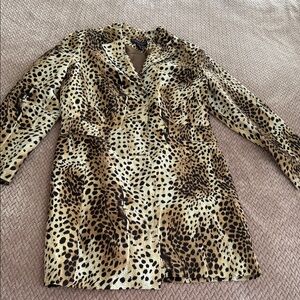 Signature by Robbie Bee Leopard Print Trench Coat